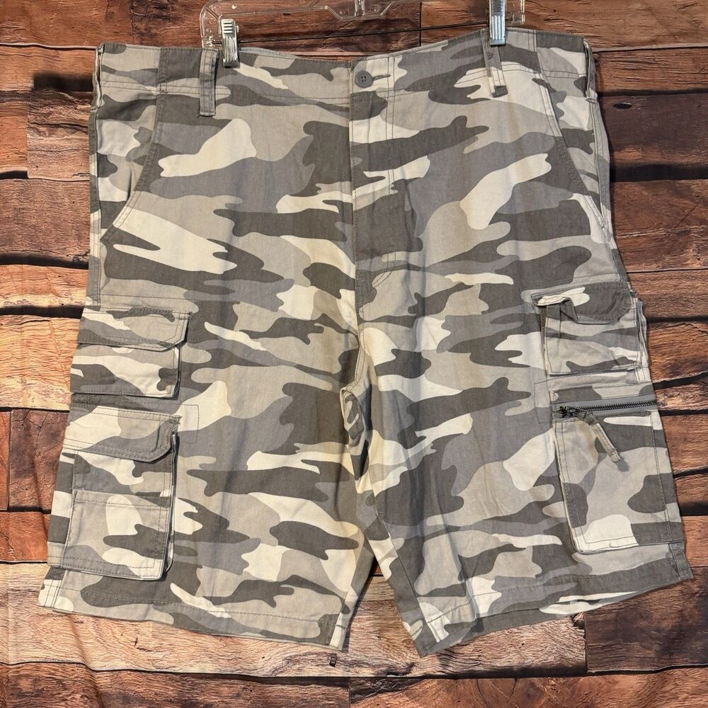 OP Cargo Shorts Mens 44 Tusk Camo Gray Cotton Multi Pocket Skate Gorpcore Casual